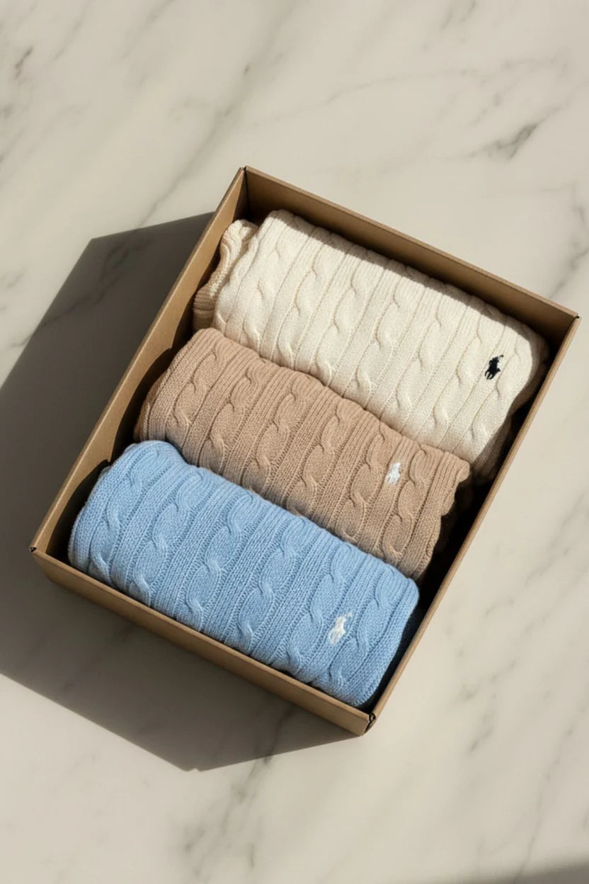 Box 3x PCS Cable Knit - Ralph Lauren